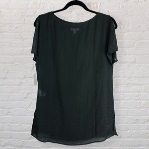 14th & Union Grey Sheer Blouse Slit Sleeve X-small